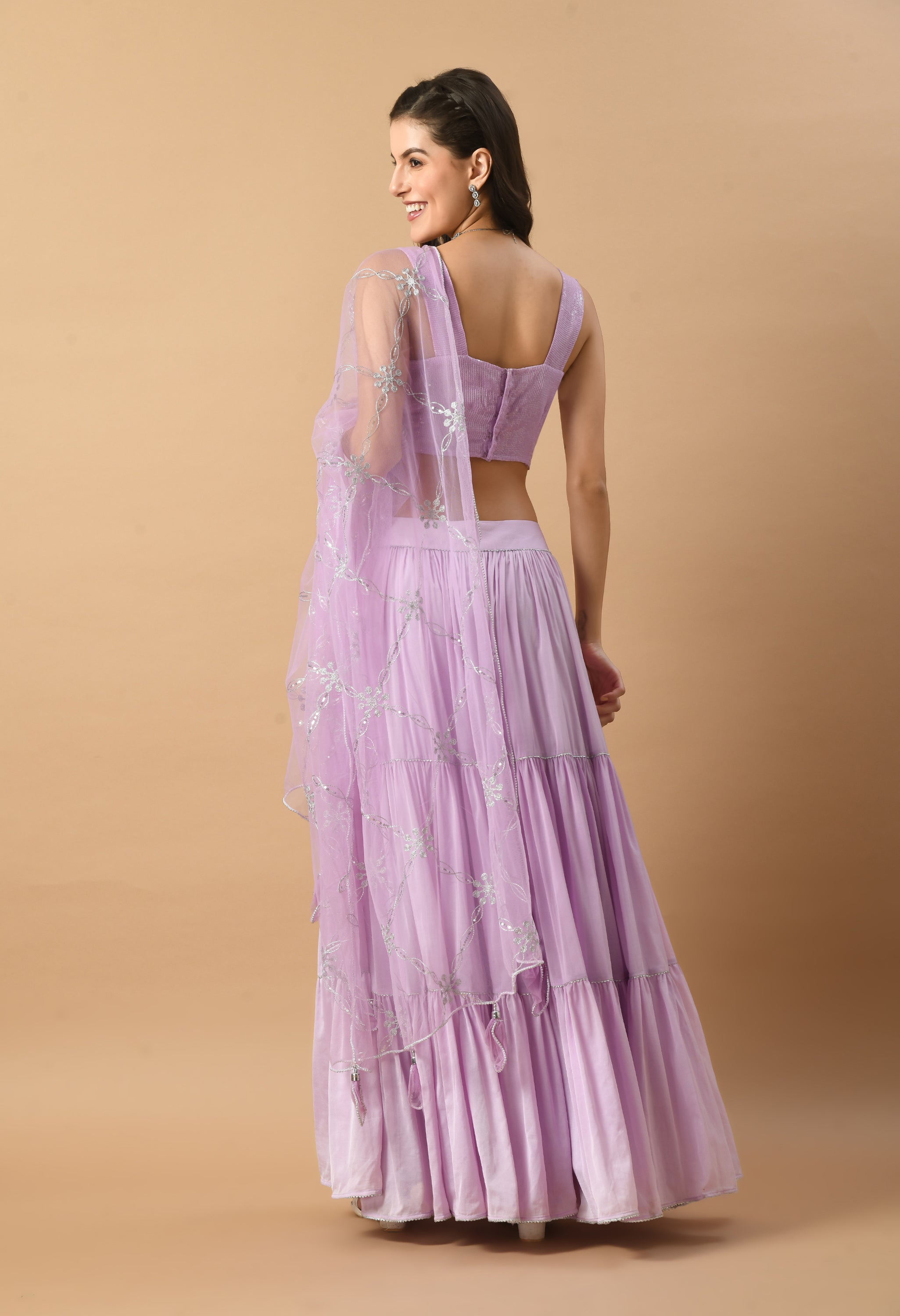 Lavender Tiered Lehenga