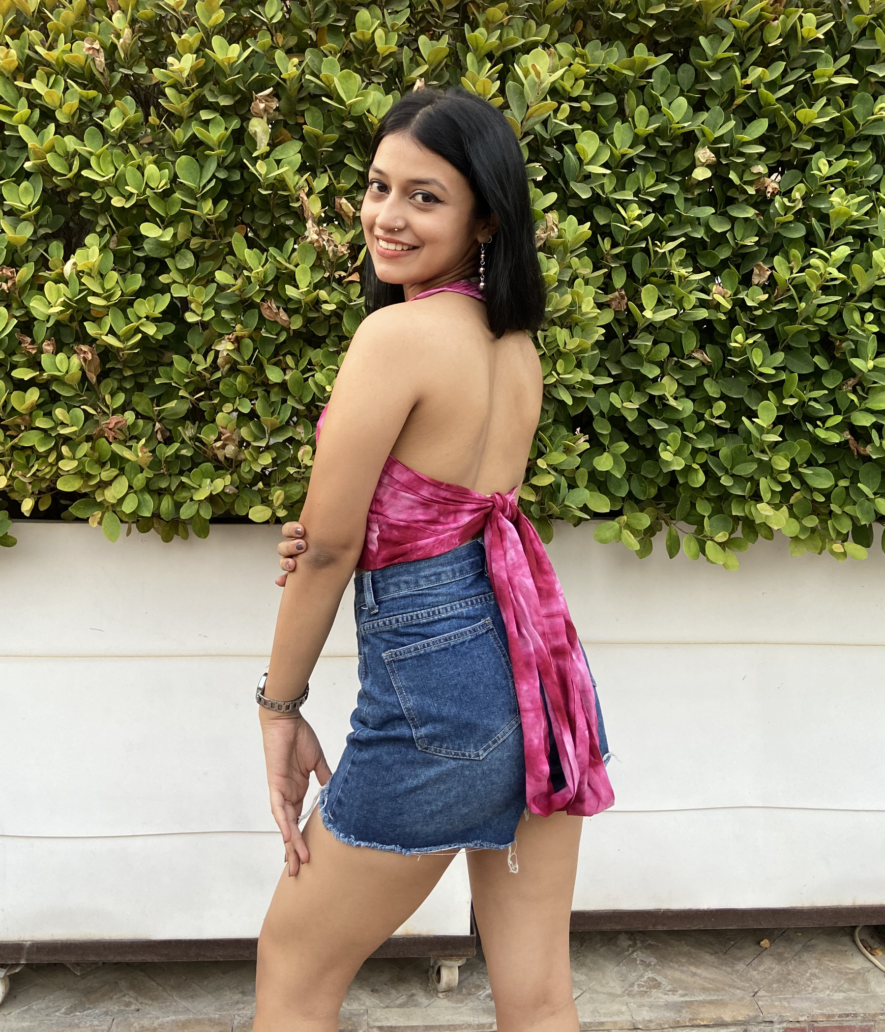 Tie- Dye Pink Halter Top