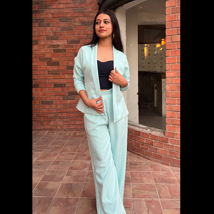 Sky Blue Blazer Co-ord Set