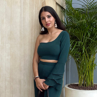 Bottle Green One Shoulder Top