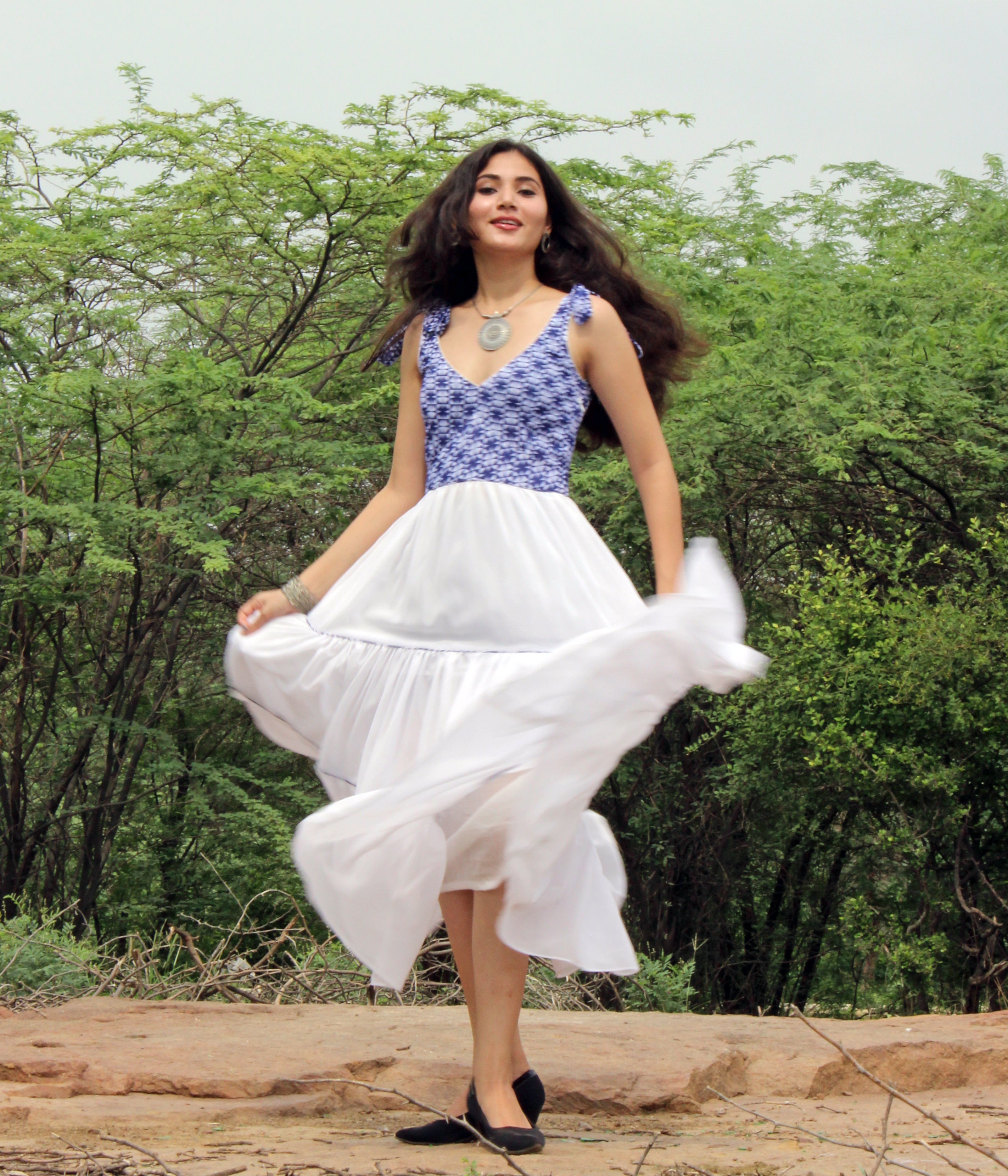 White Tiered Maxi Dress