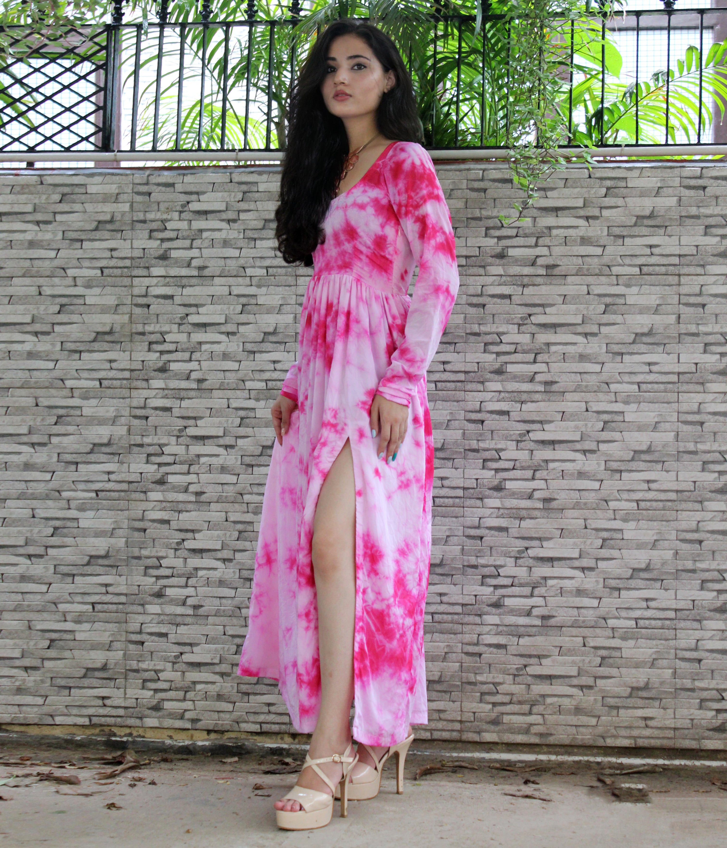 Pink Tie-Dye Maxi Dress