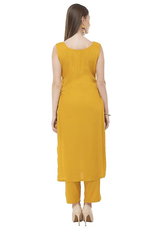 Mustard Straight Kurti with Trouser