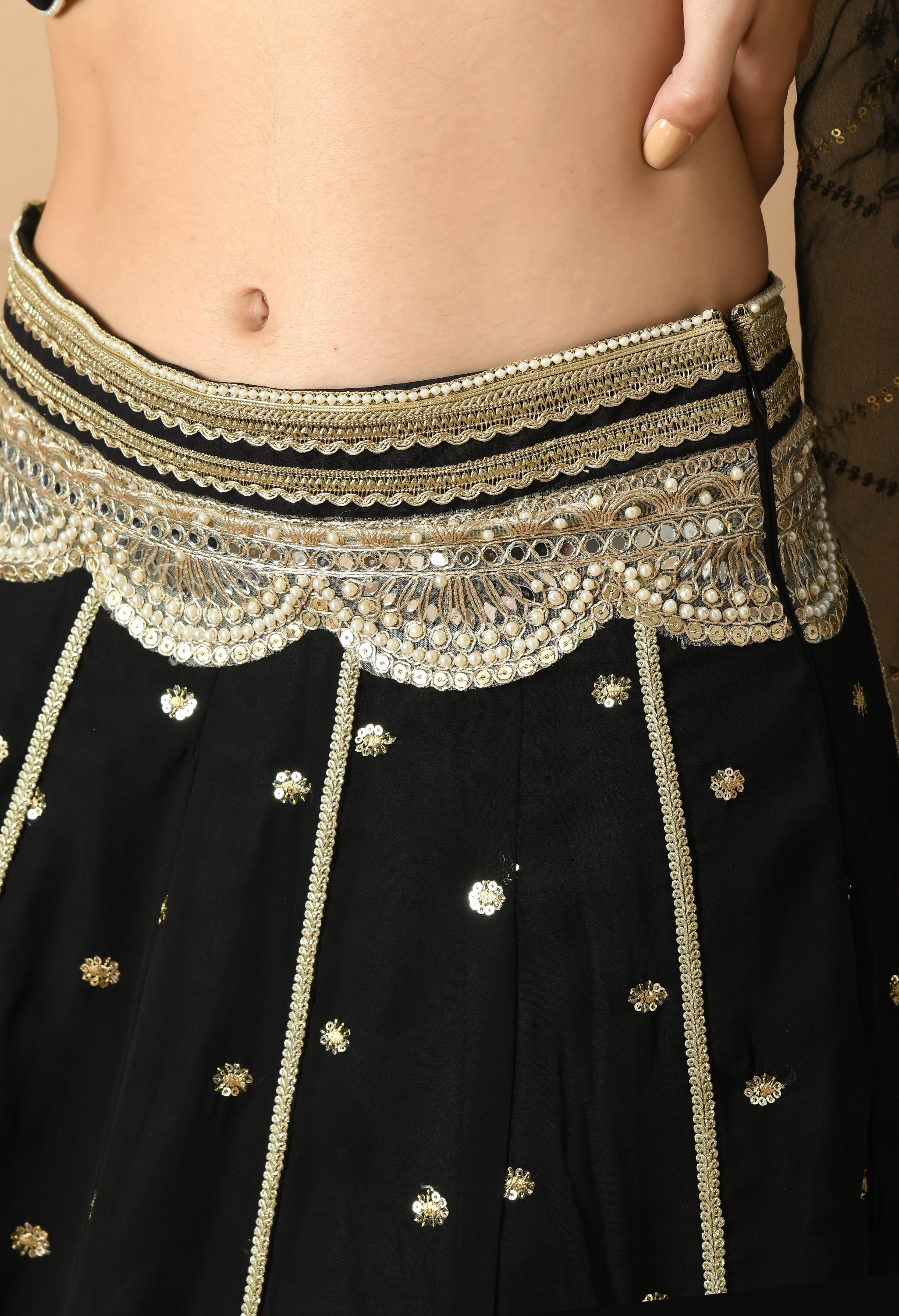 Black Embroidered Georgette Lehenga