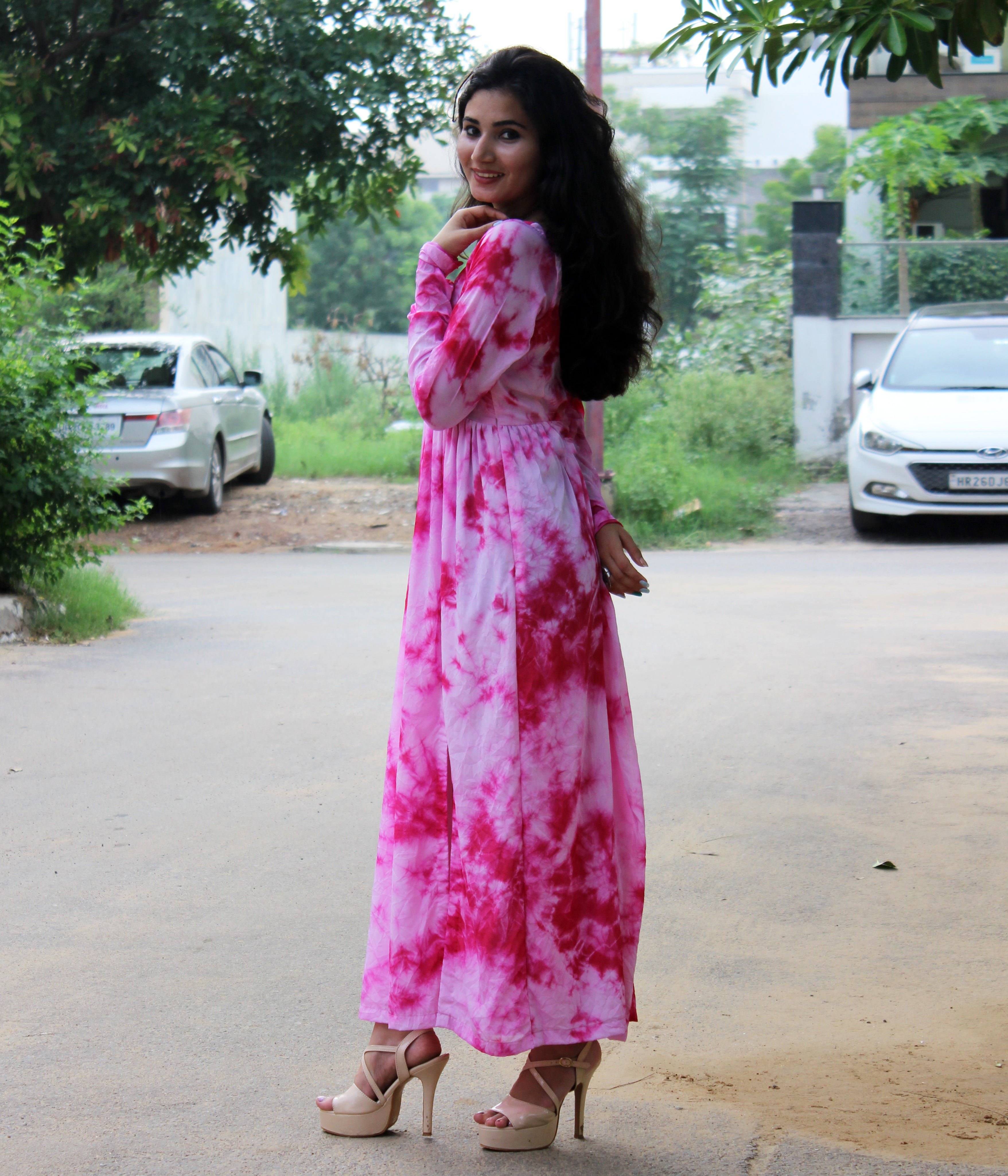 Pink Tie-Dye Maxi Dress