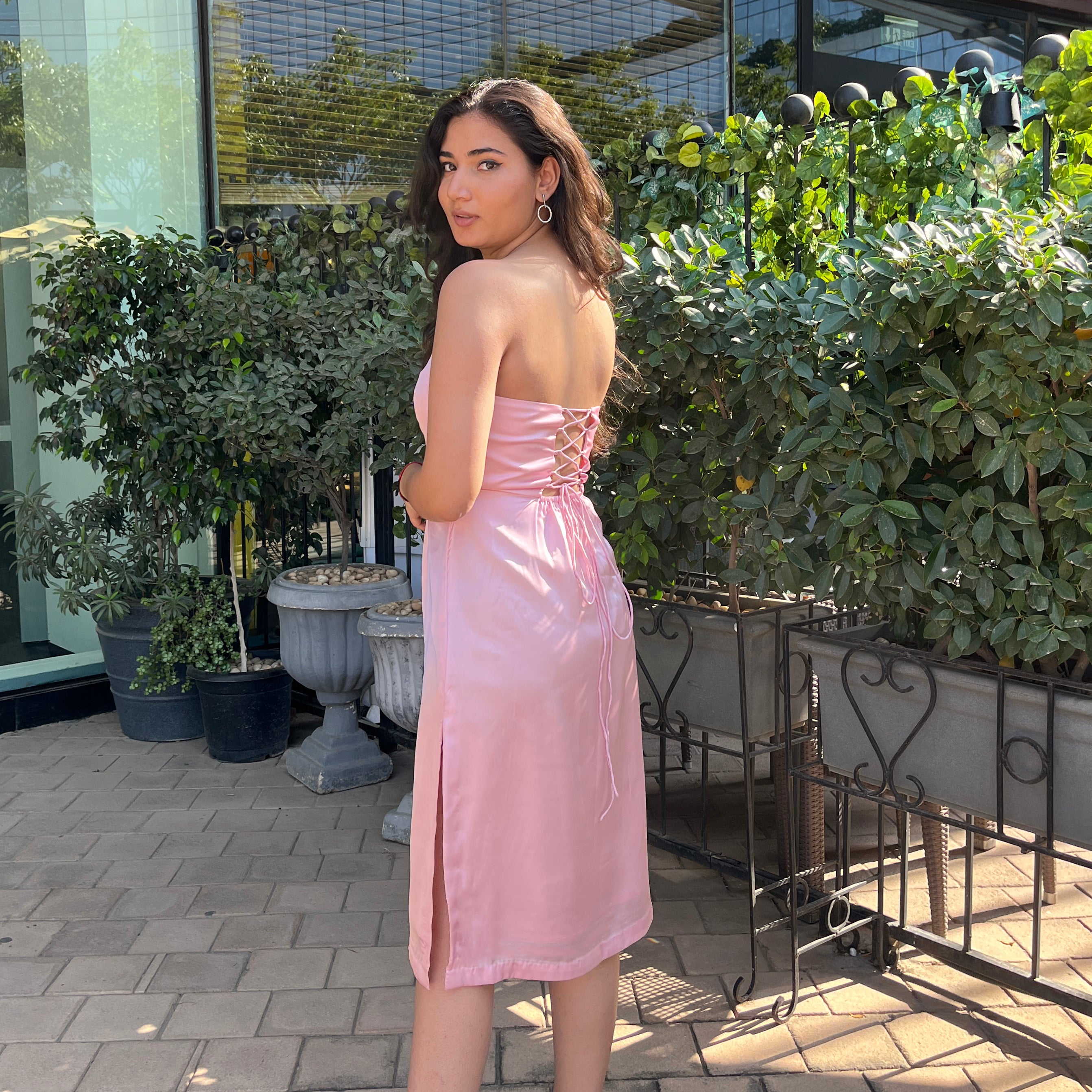 Satin Midi Dress with Cape