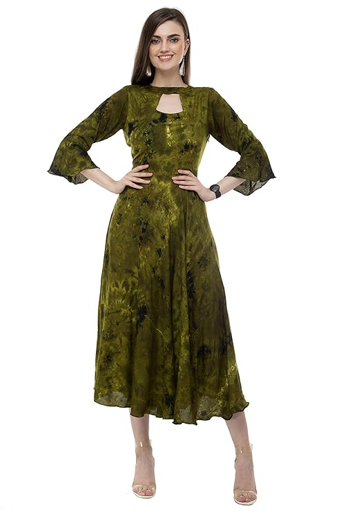 Green Tie Dye Flare Kurti