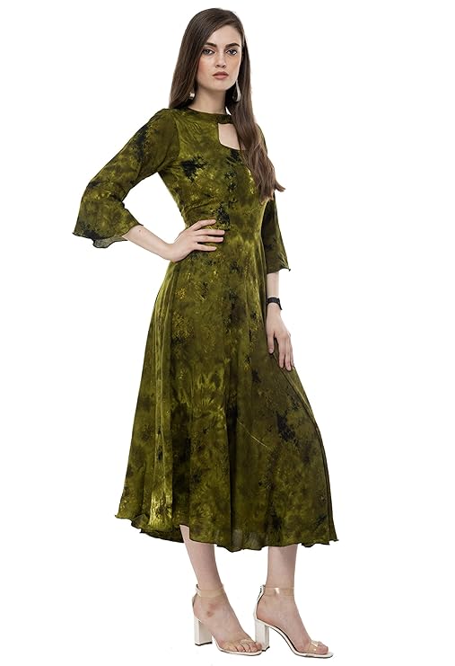 Green Tie Dye Flare Kurti