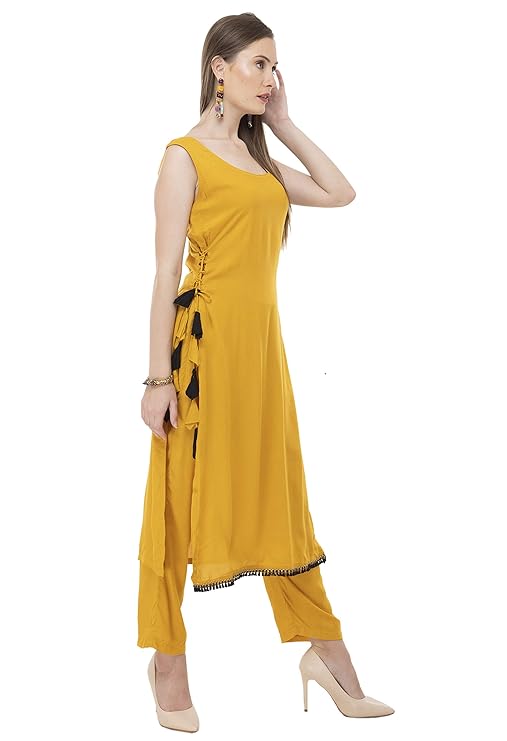 Mustard Straight Kurti with Trouser