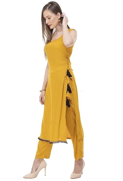 Mustard Straight Kurti with Trouser