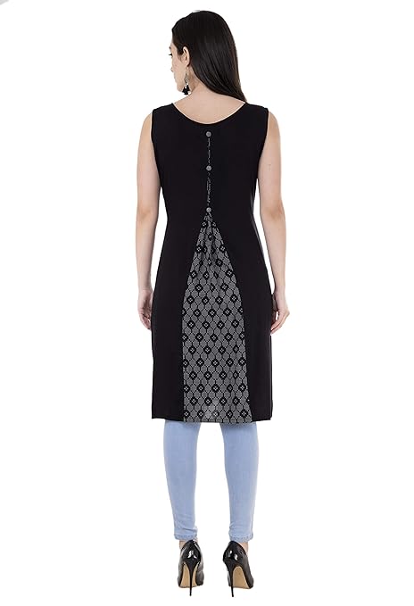 Black and Grey Rayon Kurti