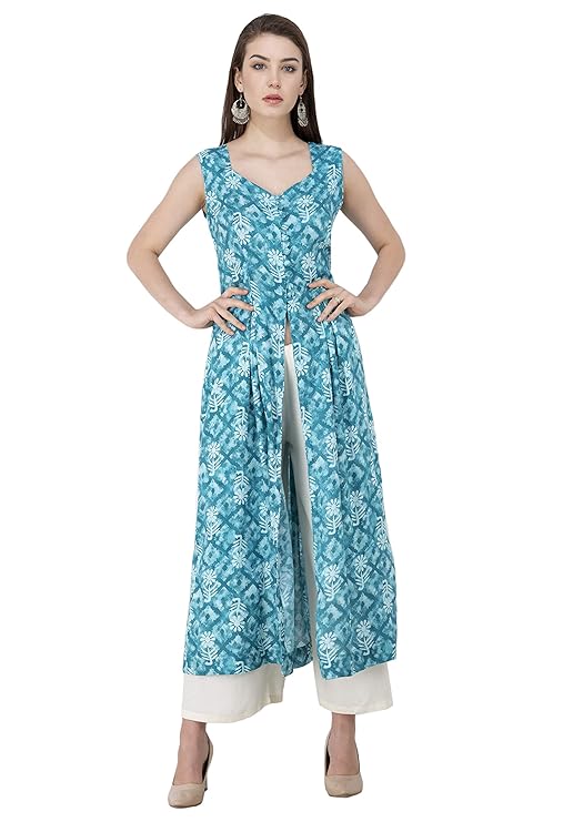 Blue Front Slit Kurti