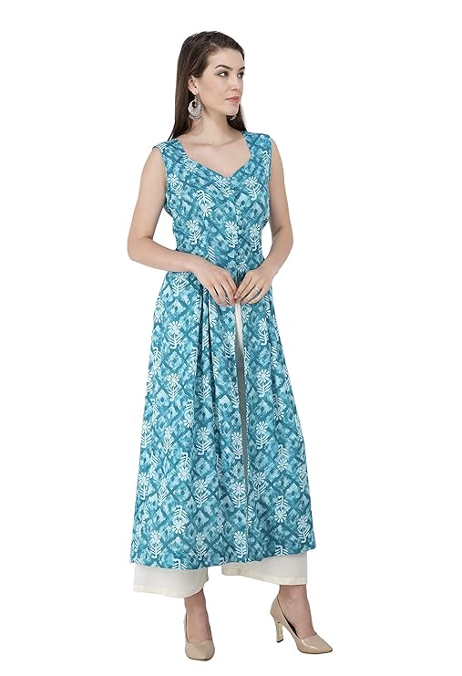 Blue Front Slit Kurti