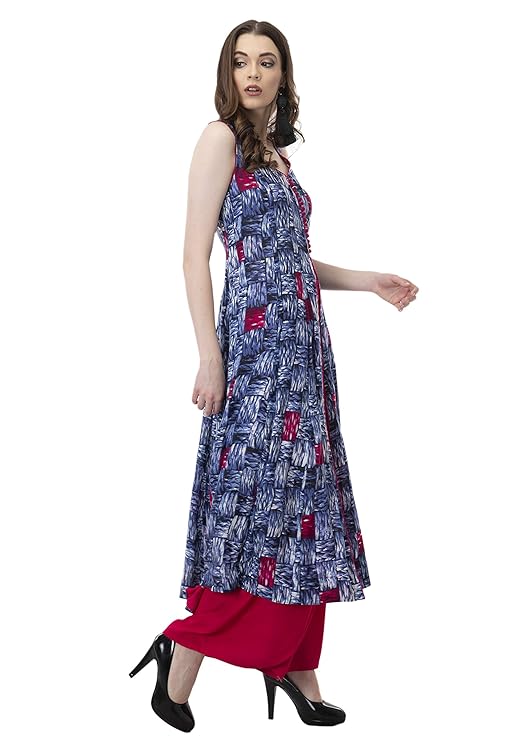 Blue Printed Front Slit Kurti