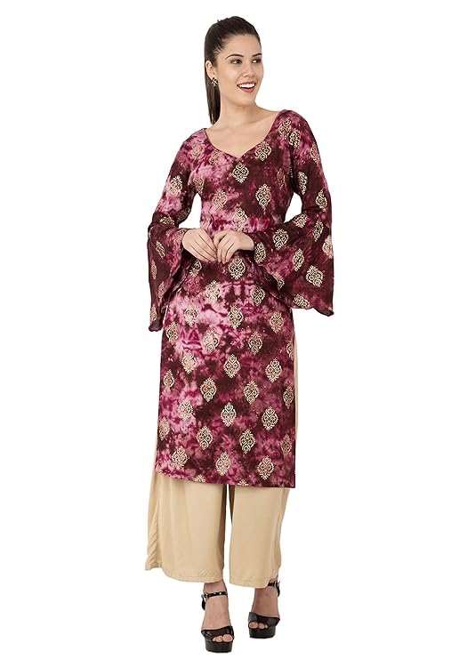 Tie-Dye Foil Print Straight Kurti