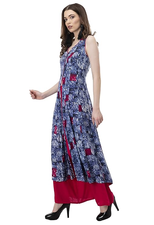 Blue Printed Front Slit Kurti