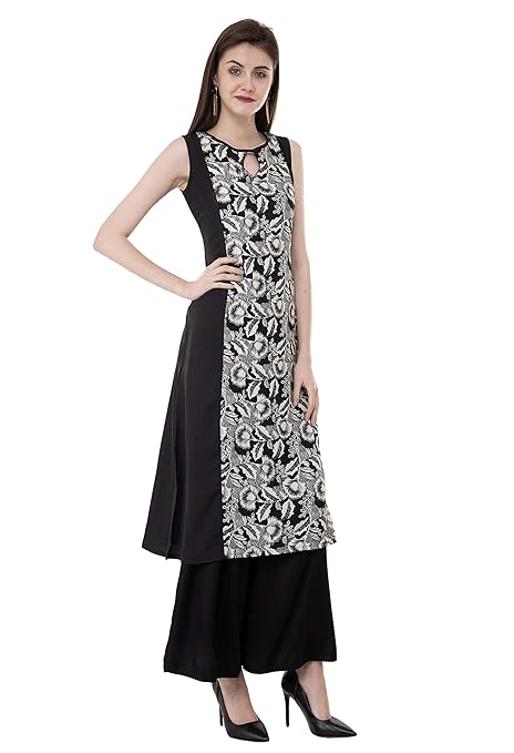 Floral Print Crepe Kurti