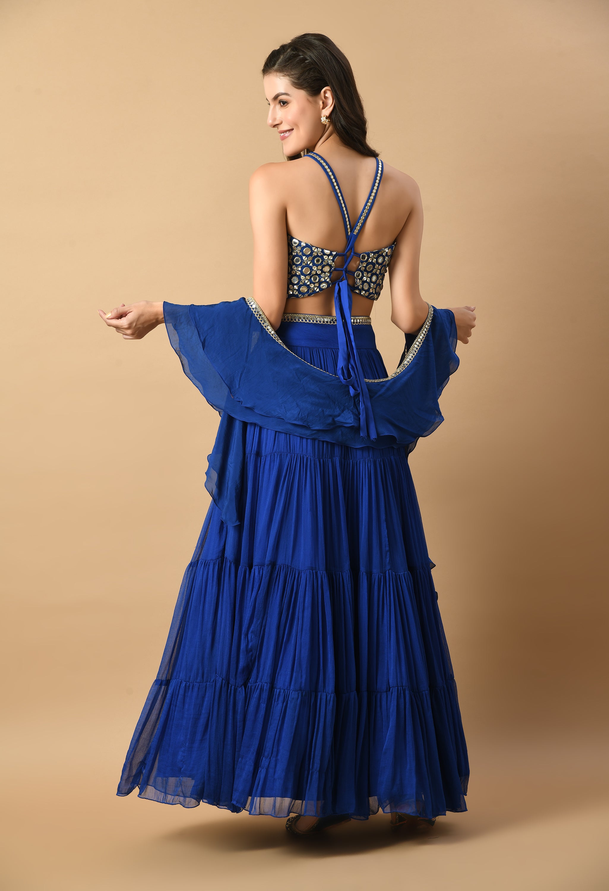 Blue Mirror Work Lehenga