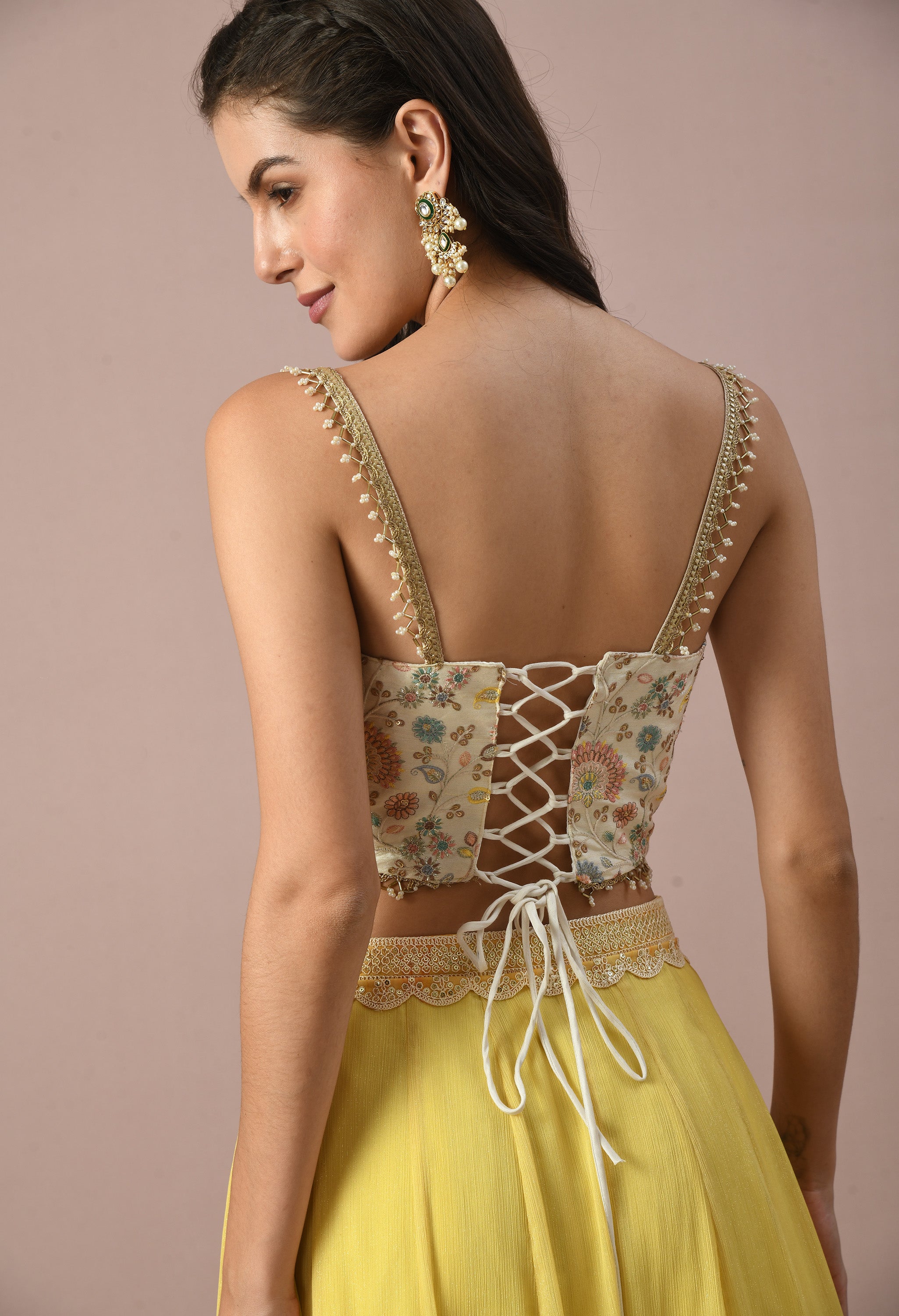 Yellow Shimmer Chiffon Lehenga