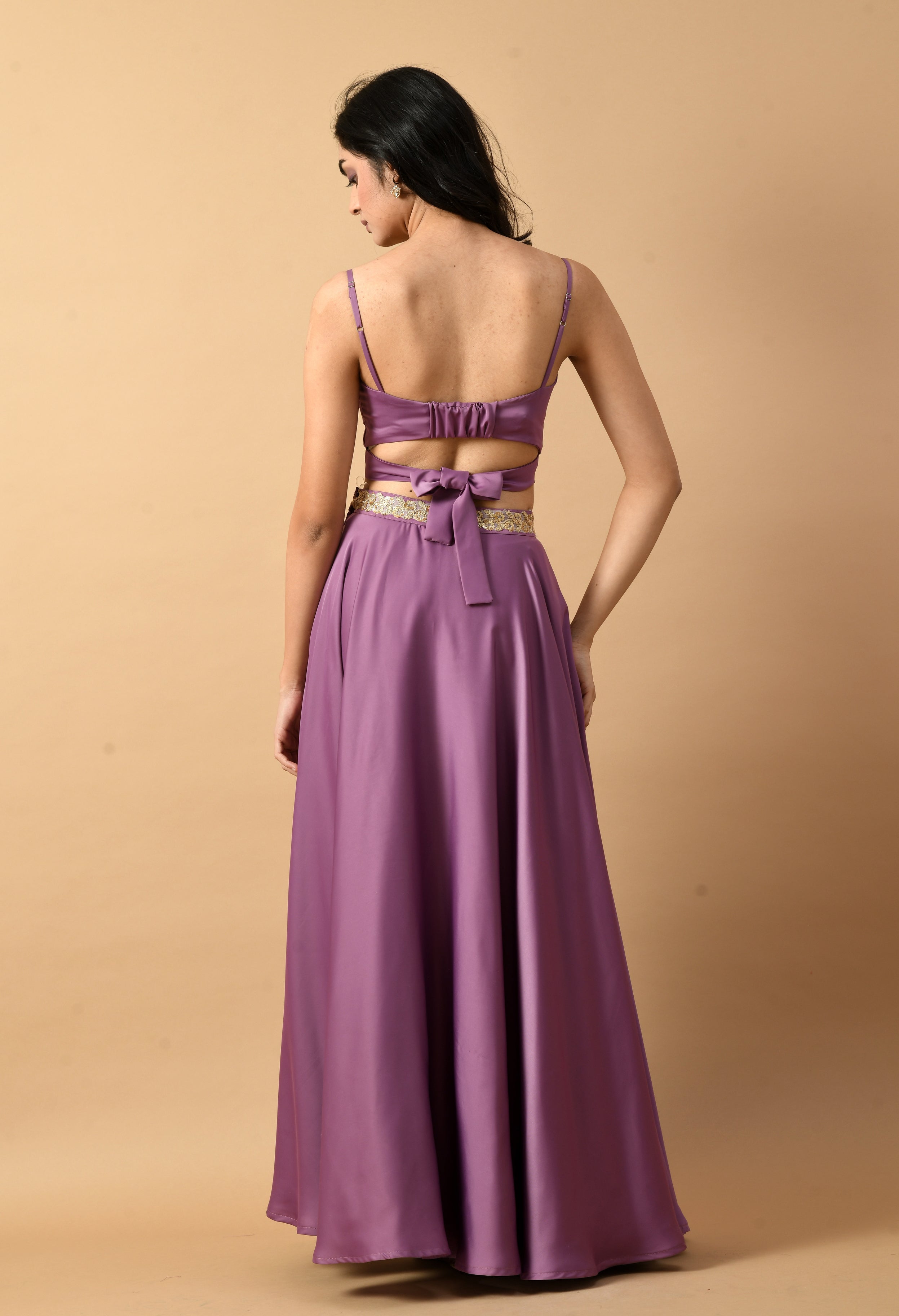 Purple Satin Corset Lehenga Set