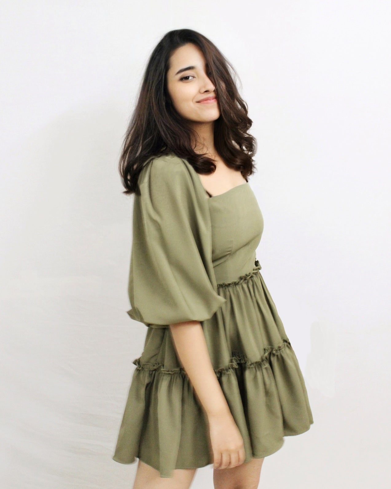 Olive Green Flare Dress